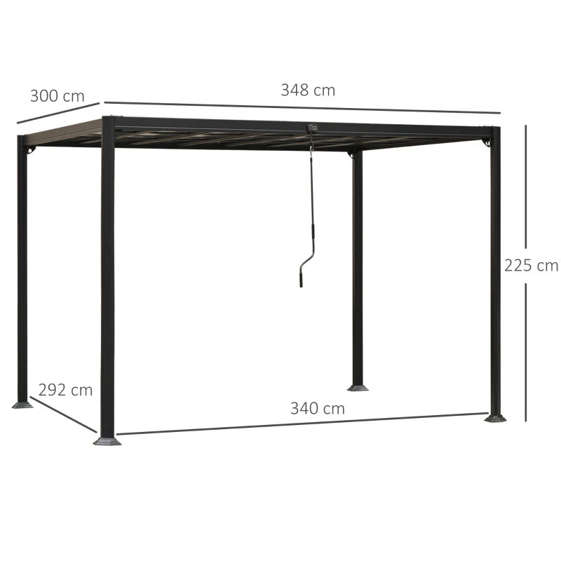Outsunny pergola cu trapa pentru foisor gradina 3.48x3m, gri