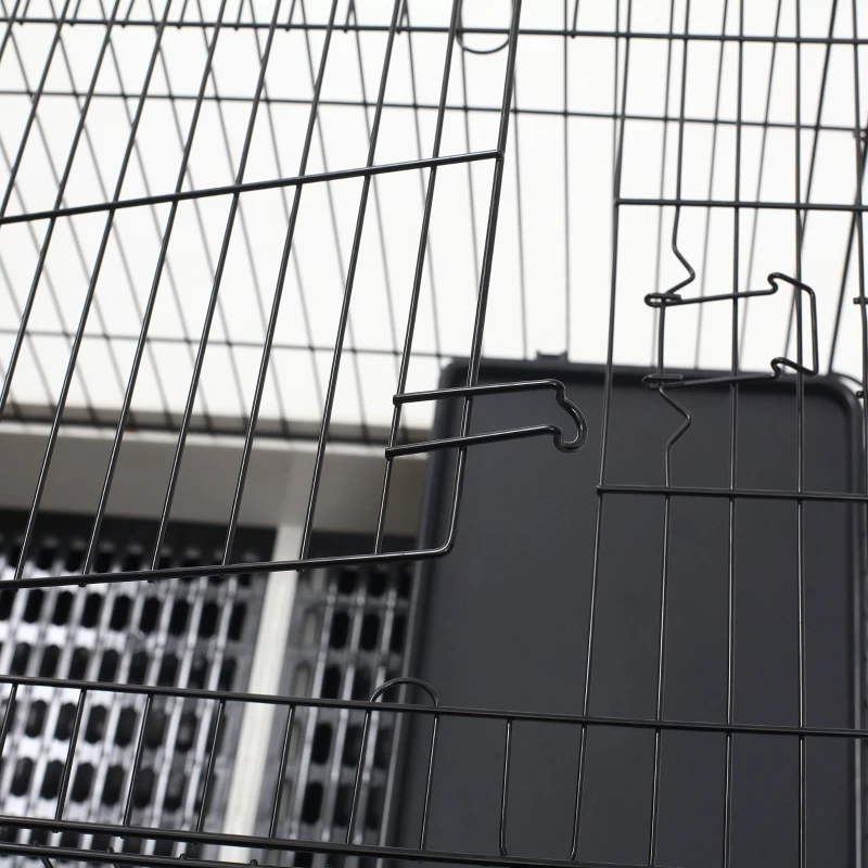 Pawhut Cusca Hamsteri/Iepuri – Metal Negru, 2 Usi, Spatioasa