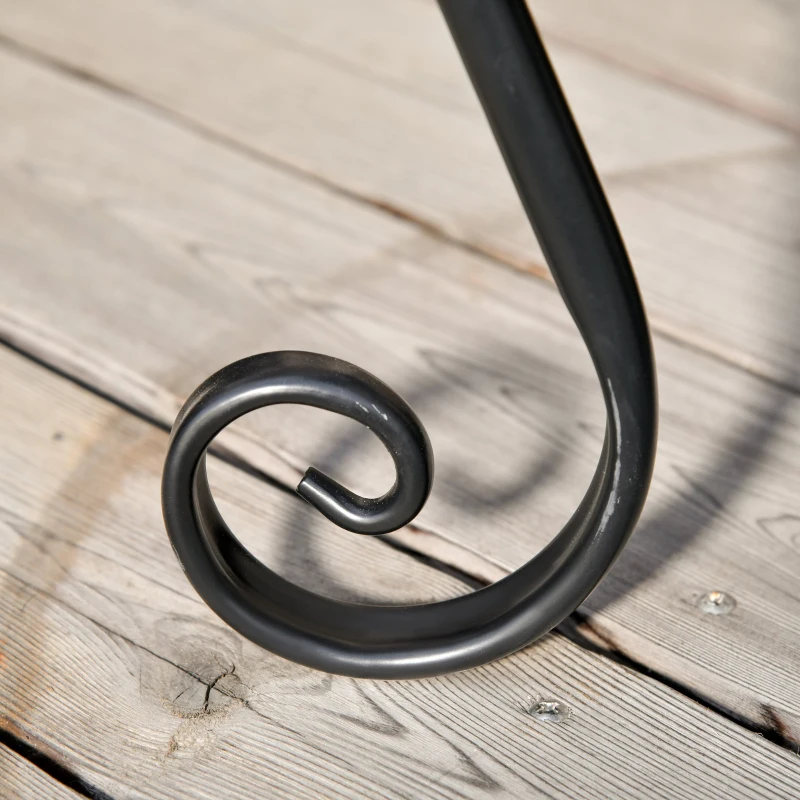 Outsunny Masuta de Gradina si Exterior din Metal si Ceramica Neagra si Portocalie