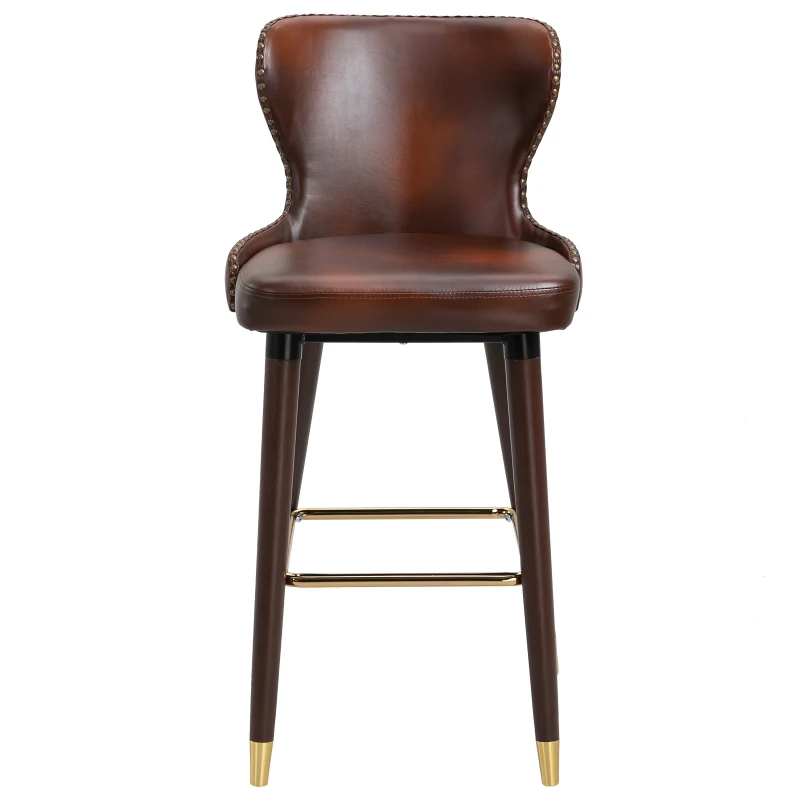 HOMCOM Set 2 scaune bar, stil industrial,  52x53x101cm, maro