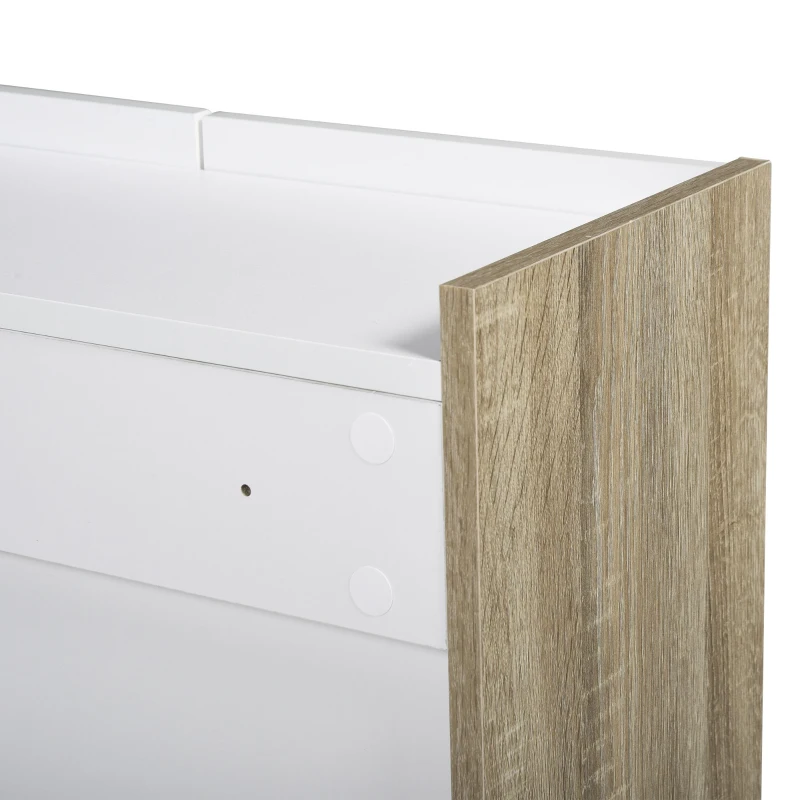 HOMCOM Dulap modern cu 2 usi 2 parti de spatiu interior alb culoare stejar