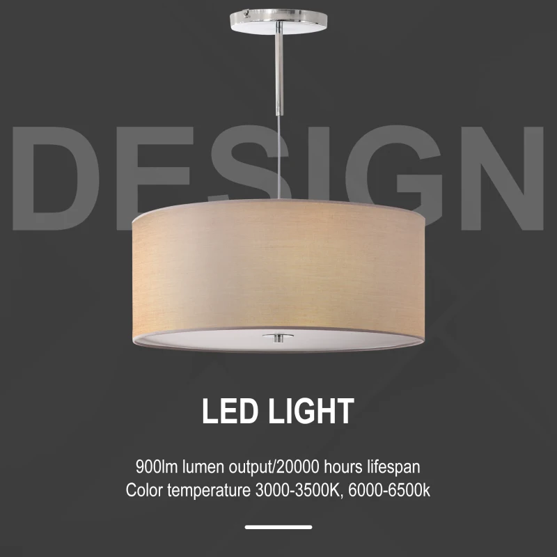 HOMCOM Lustra moderna cu LED-uri reglabile, Plafoniera suspendata, Candelabru de culoare neutra, 59x59x44cm