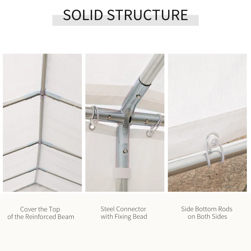 Outsunny cort gradina cu pereti si ferestre 9.75x4.85m, alb