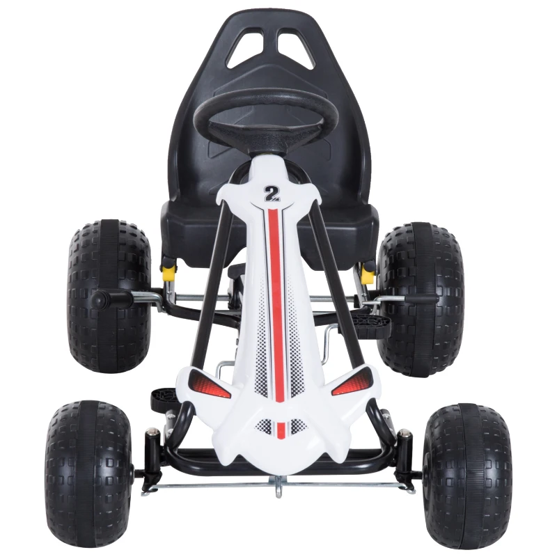 HOMCOM Go-Kart cu Pedale pentru Copii, Alb si Negru