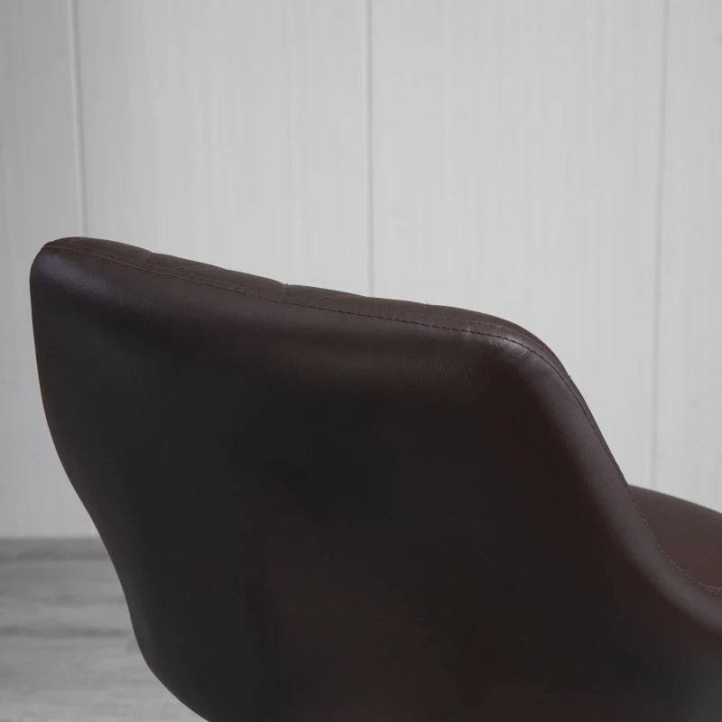 HOMCOM set 2 scaune de bar, reglabile, imitatie de piele maro