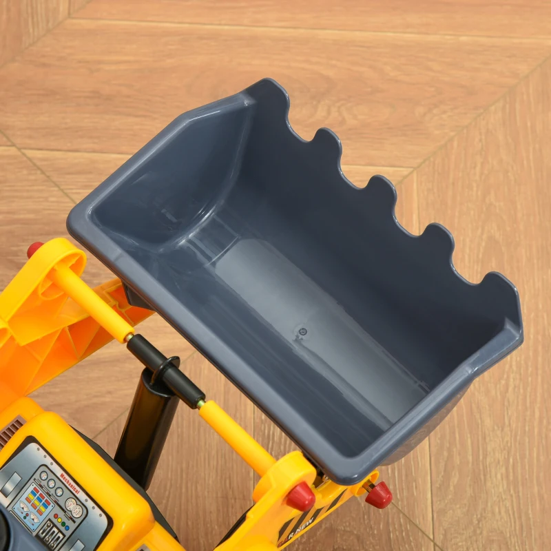 HOMCOM Buldozer de Jucarie cu Volan, Excavator Manual si Compartiment Ascuns Galben