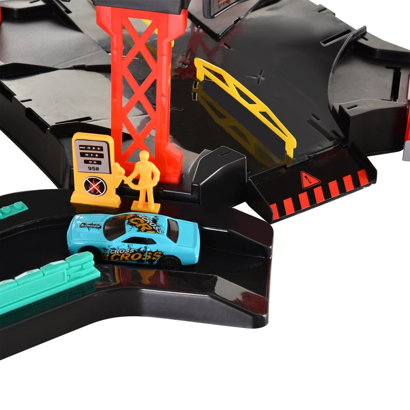 HOMCOM Pista de Alergat jucarie garaj masinuta elicopter ascensor copii 3+ ani
