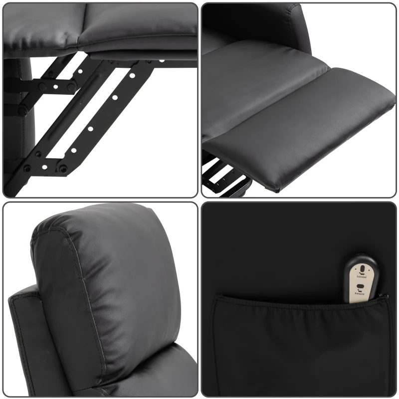 HOMCOM Fotoliu Ridicare Electric 145° – Rabatabil pentru Varstnici, Negru