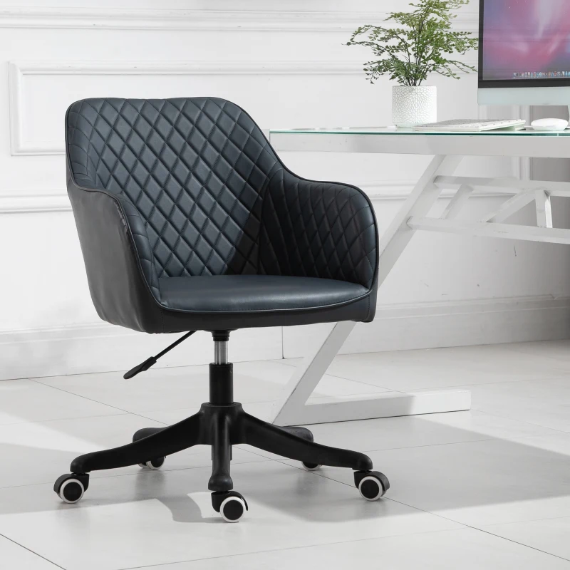 Vinsetto Scaun de Birou cu 2 Puncte de Vibrații, Pernă, Brațe și Înălțime Reglabilă, 57x70x78-86 cm, Negru