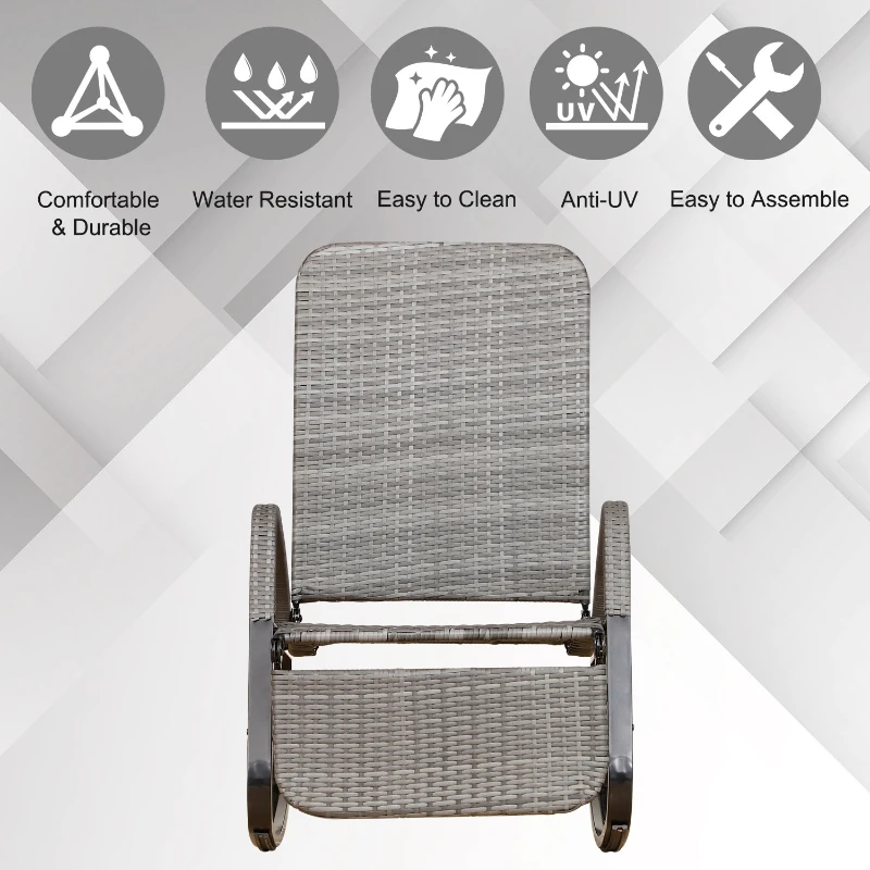 Outsunny Scaun Balansoar de Gradina din Ratan Rabatabil si Pliabil Gri