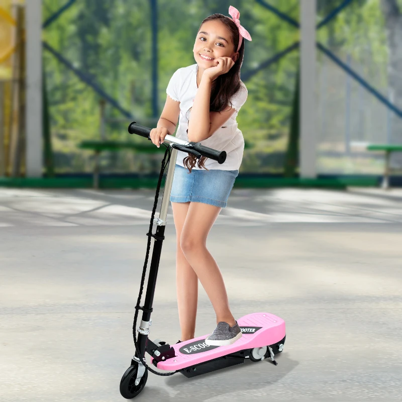 HomCom Monopattino Scooter Elettrico per Bambini 120W Pieghevole Struttura in Metallo, Rosa