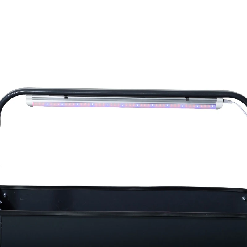 Outsunny suport plante, cu rafturi, lampa LED, 90x51x100cm, gri