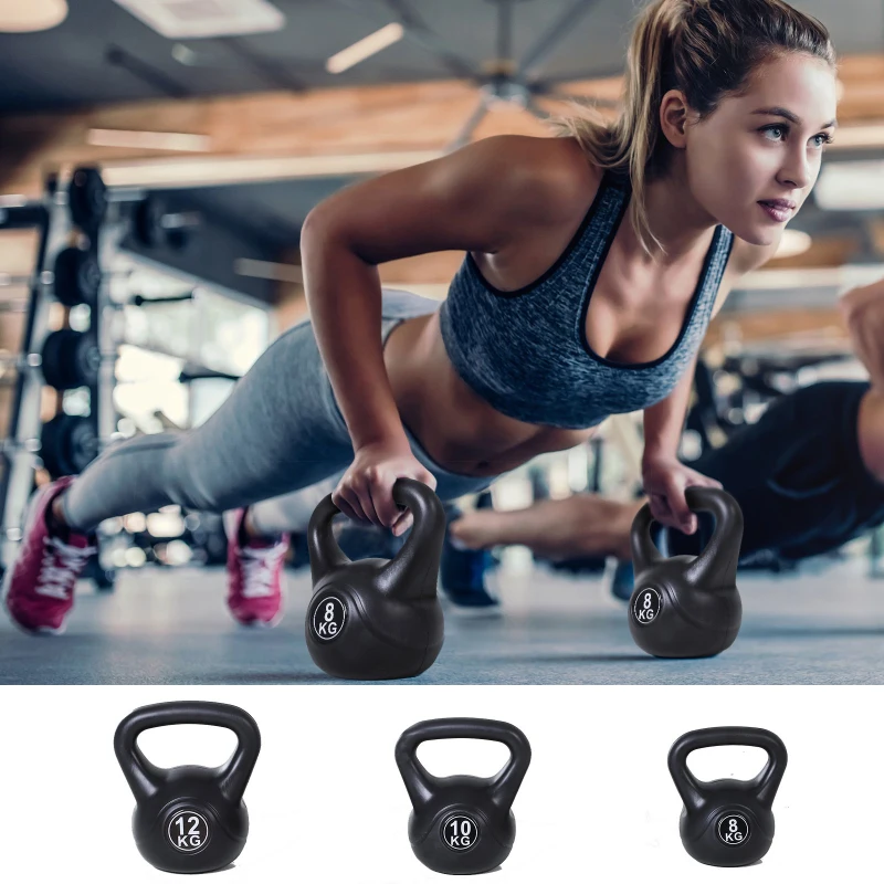 HOMCOM Kettlebell 8 kg pentru Antrenament Cross Training Negru