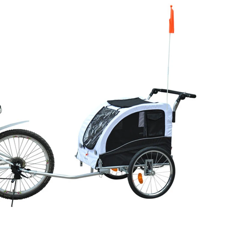 PawHut Cărucior tip Remorcă pentru Câini pentru Bicicletă, Alb și Negru