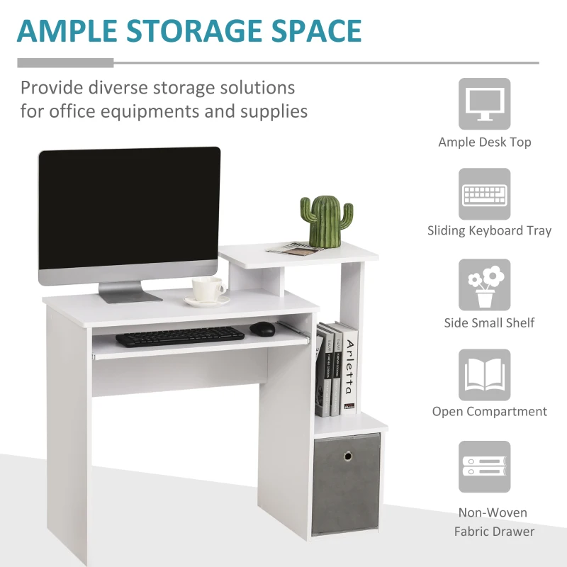 Homcom Birou Modern pentru PC – Cu Blat, Sertar & Suport Tastatura
