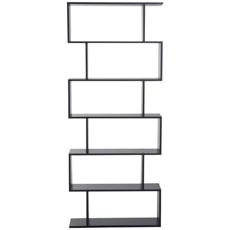 HOMCOM Bibliotecă din Lemn, Design Modern cu 6 Rafturi, 80x23x192 cm, Negru