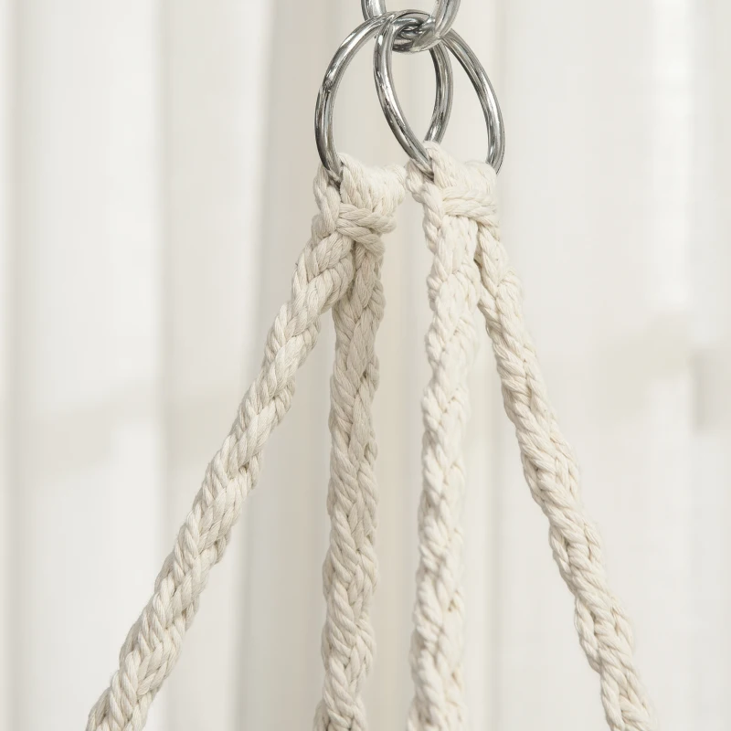 Outsunny Hamac de gradina Boho Chic Scaun Suspendat pentru Interior si Exterior Crem(m-7)