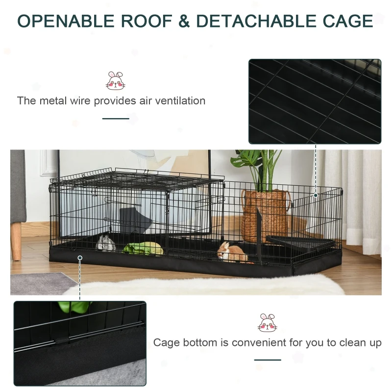 PawHut cusca pentru iepuri si porcusori de Guineea, neagra