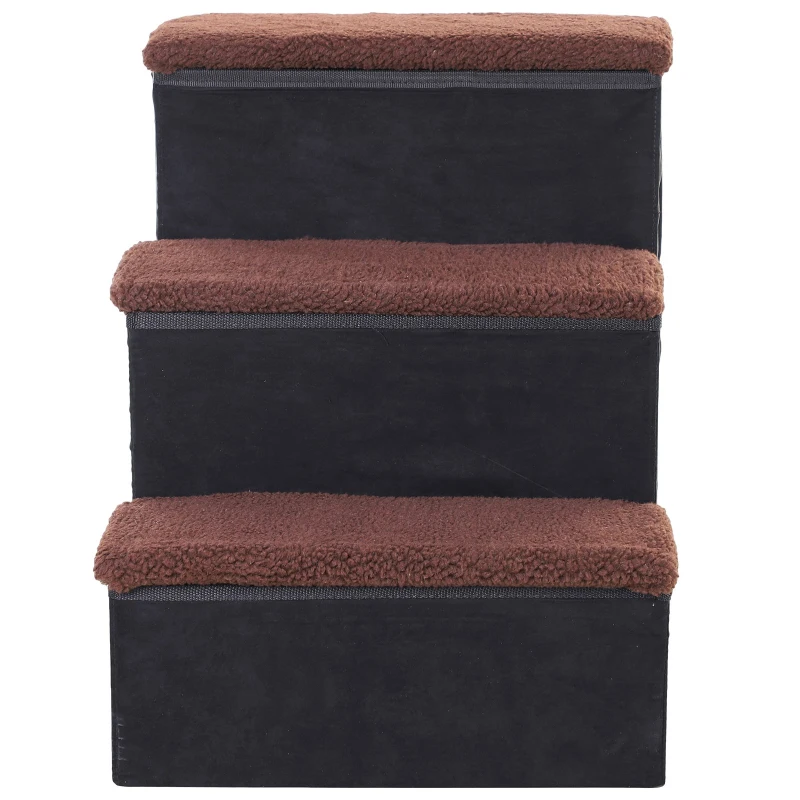 PawHut scara captusita, cu sertare, 40x54x48cm, negru+maro