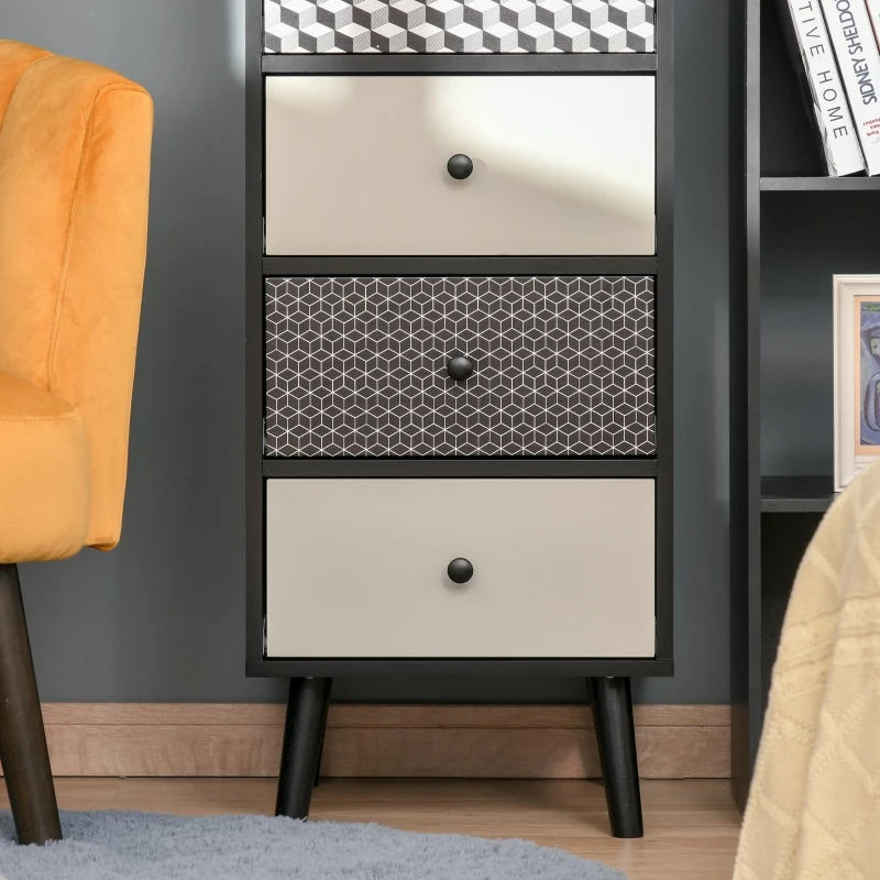 HOMCOM Mobila Comodă cu 5 sertare Mobilier modern pentru casa dimensiune 39.5x39.5x110 cm