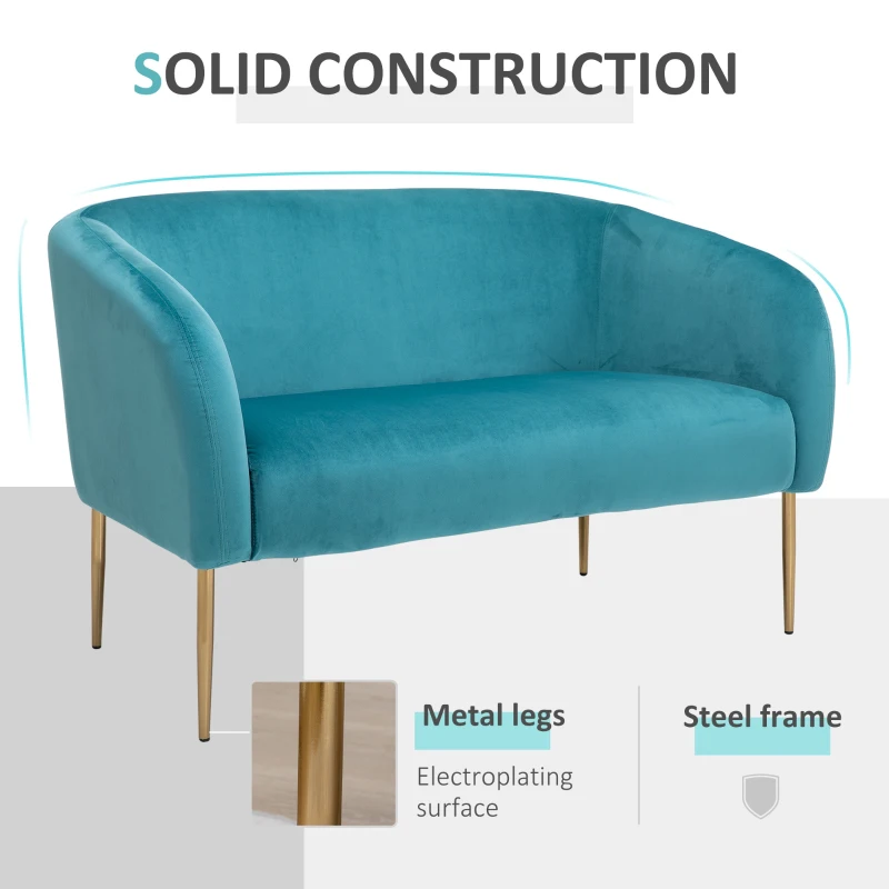 HOMCOM Canapea 2 Locuri cu Spatar si Cotiere, Mobilier Sufragerie si Birou