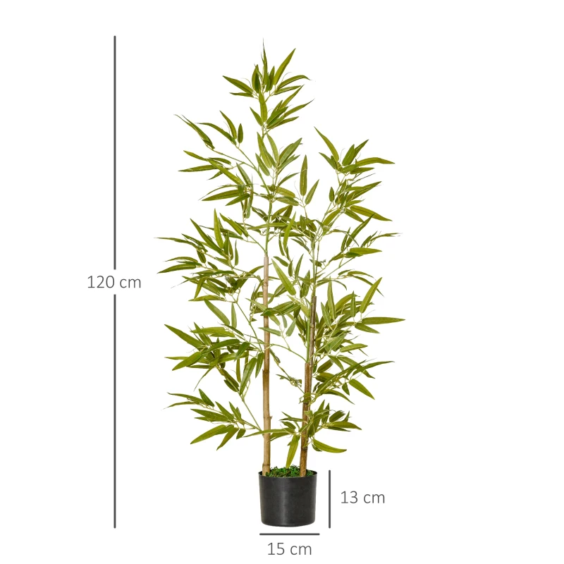 HOMCOM Planta Bambus Artificial Inaltime 120 cm cu Ghiveci pentru Interior si Exterior -Verde