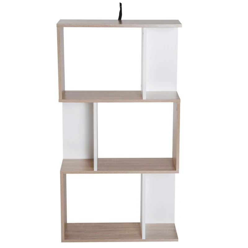 Homcom Biblioteca de Perete – 3 Rafturi, Lemn Natural