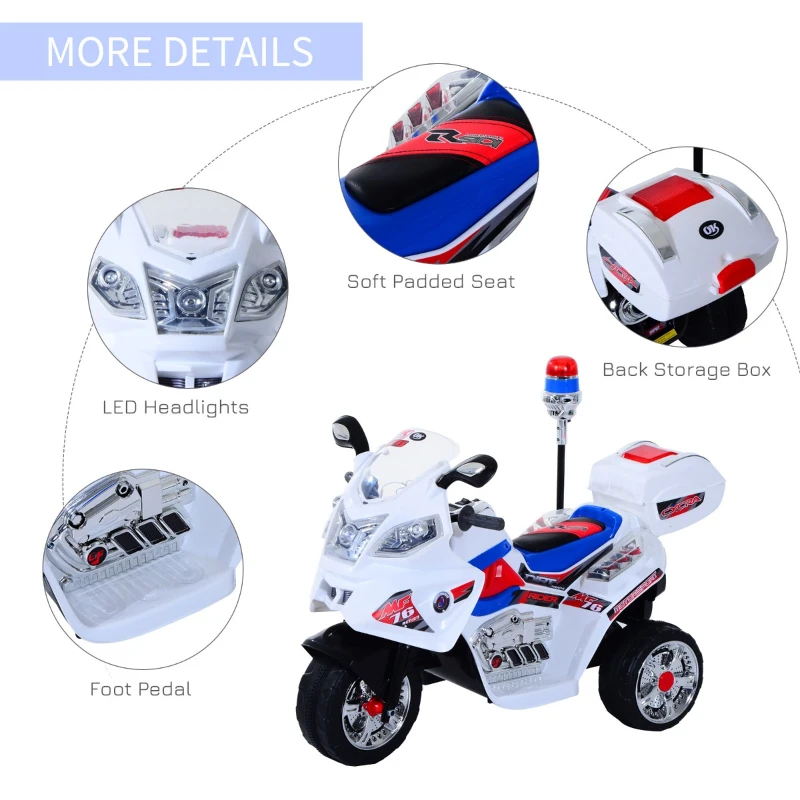 Homcom Motoreta Electrica Copii – 3 Roti, Lumini & Sunete(m-7)