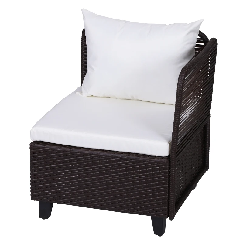 Outsuny Set Mobilier pentru Extern in PE Rattan Fotolii cu Perne si Taburet Maro