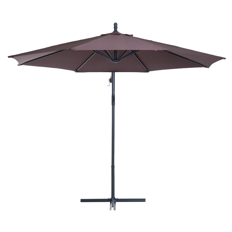 Outsunny Umbrela Soare Descentrata de Gradina cu Colt Inclinabil din Metal si Poliester, Cafea, Φ3×2.6m