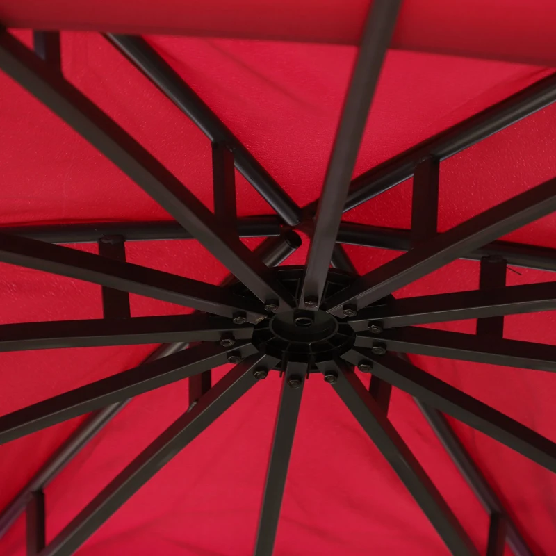 Outsunny Gazebo Elegante in Acciaio Rotondo Diametro 350cm con Teli Laterali Bordeaux