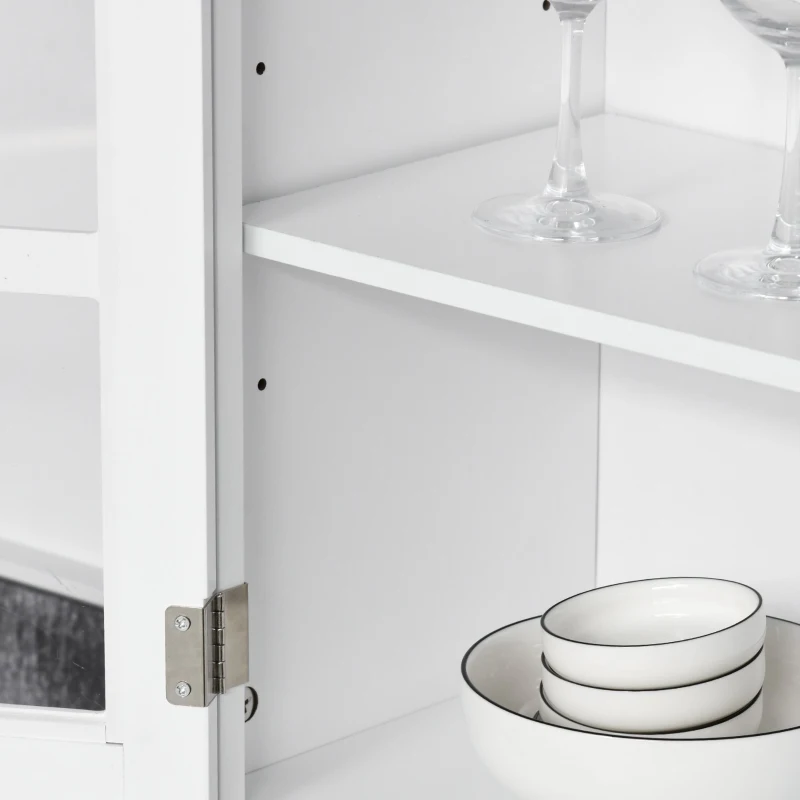 Homcom Bufet Bucatarie Lemn Alb – Dulap Spatios cu Design Elegant(m-9)