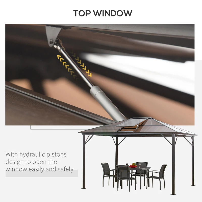 Pavilion cu acoperis rabatabil 345x280cm, maro