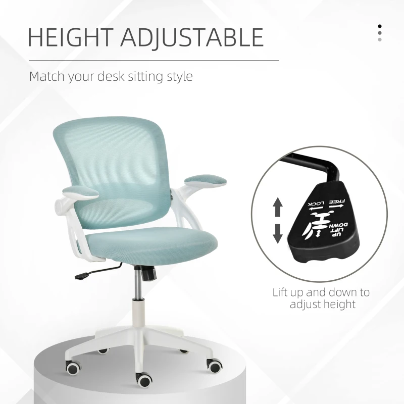 Vinsetto Scaun de Birou Ergonomic Spatar din Plasa si Sezut Capitonat Albastru