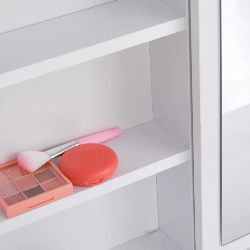 HOMCOM Set de toaleta cu usa glisanta 2 sertare compartimente de depozitare scaun tapitat