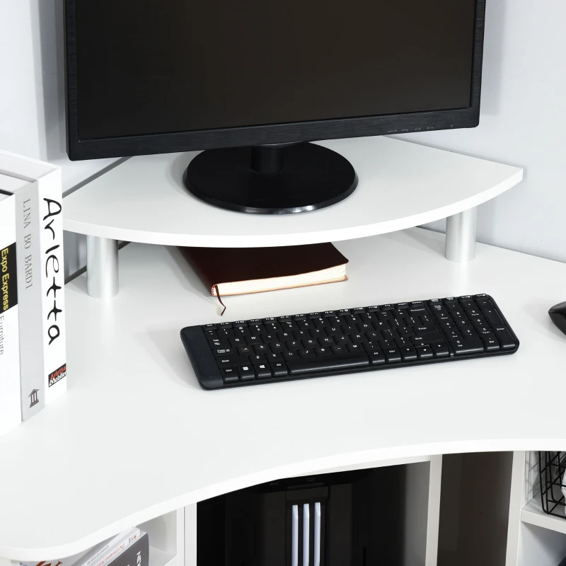 HOMCOM Birou Unghiular pentru Camera Birou pentru Computer din Lemn cu Raft pentru Monitor