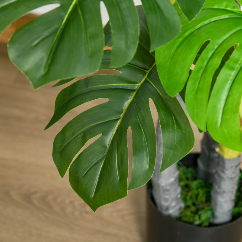 HOMCOM Monastera Planta Artificiala de Interior si Exterior, Planta Artificiala cu efect Realist cu 20 de Frunze, 120 cm(m-7)