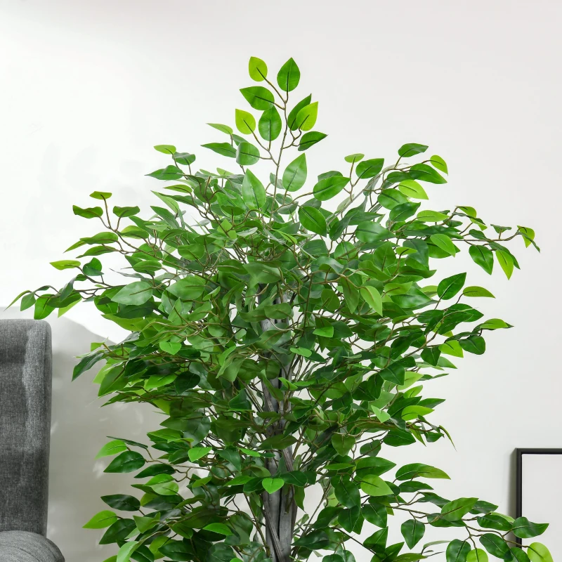 HOMCOM ficus artificial, ghiveci inclus, 135 cm, verde(m-7)