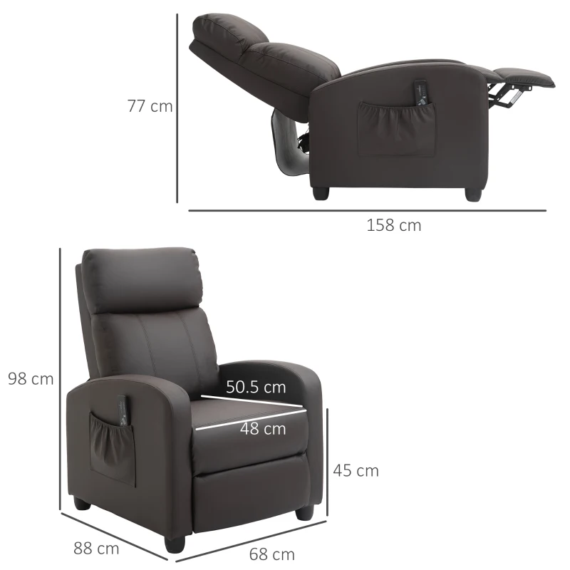 HOMCOM fotoliu masaj cu 8 functii si 5 intensitati, maro(m-3)