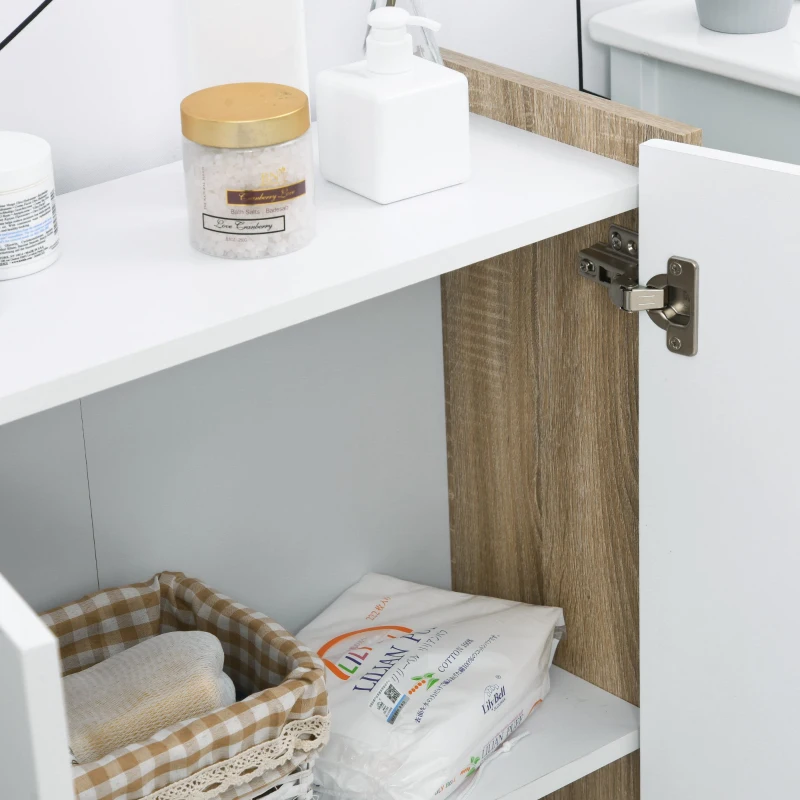 HOMCOM Dulap modern cu 2 usi 2 parti de spatiu interior alb culoare stejar