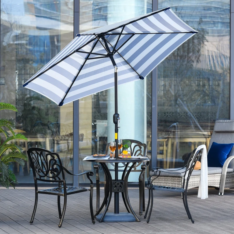 Outsunny Umbrela de Gradina Reglabila Φ227cm in metal Design dungat, Albastru si Alb