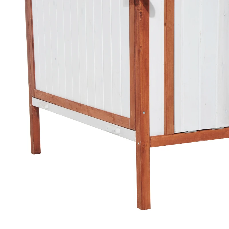 PawHut cotet din lemn pentru gaini 120x96x123cm, alb crem