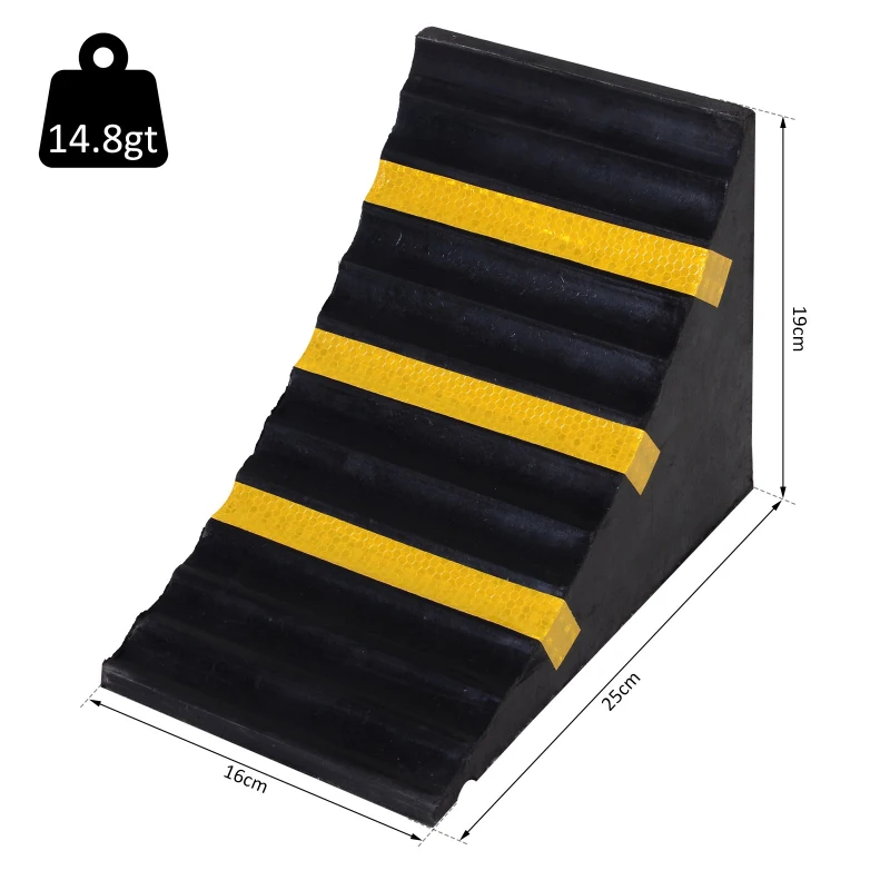 HOMCOM Pene Blocat Roti Antiderapant in Cauciuc pentru Masini,Moto si Rulota 25x16x19cm 2Buc