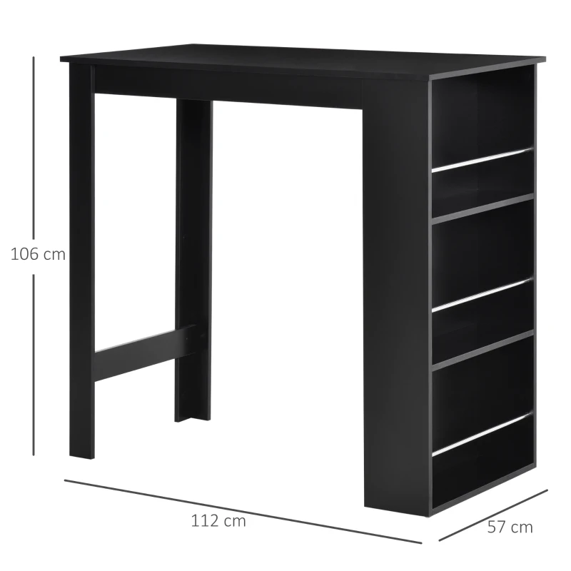 HOMCOM masa de bucatarie, 3 rafturi, 112x57x106cm, negru(m-3)