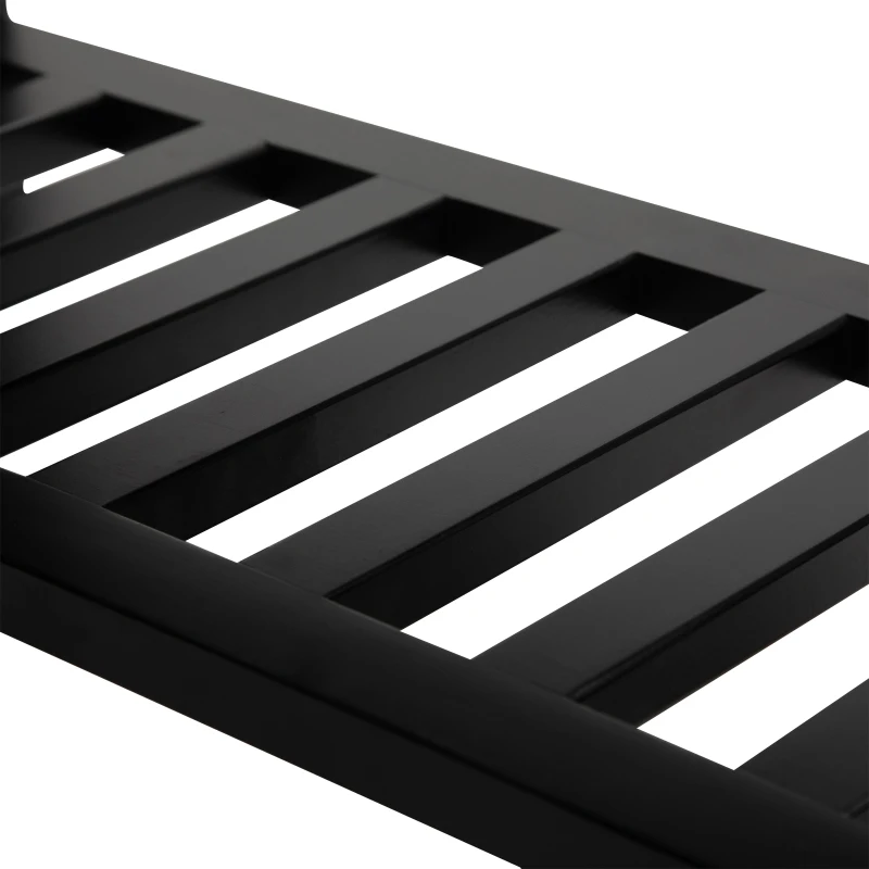 Homcom Banca pentru Pantofi Chesterfield Captusita Lemn Negru si Flanela Gri 80x40x46cm