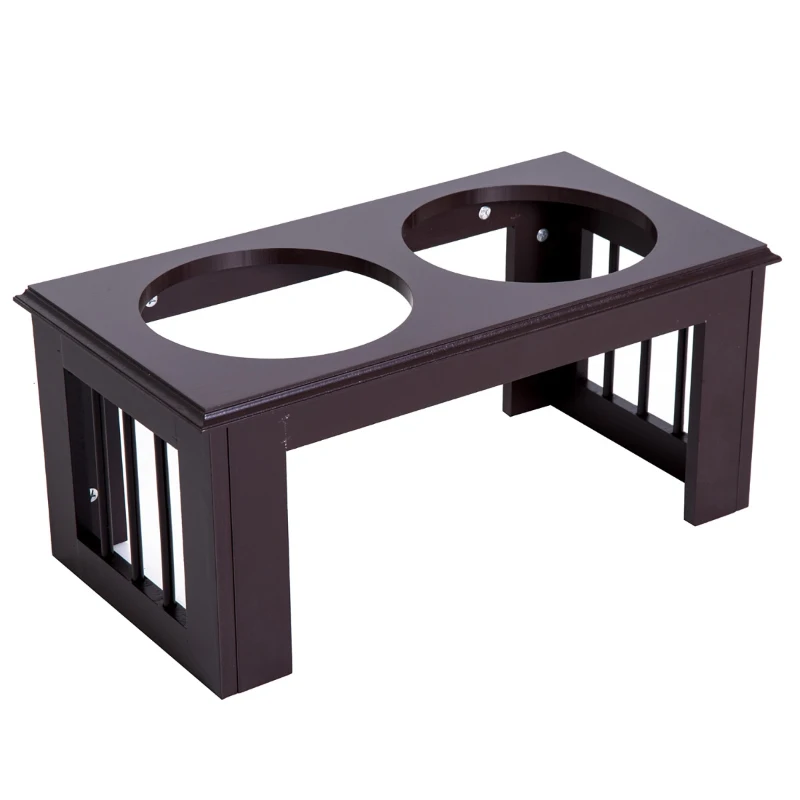 Pawhut Bol Dublu inaltat pentru Caini – Inox & MDF