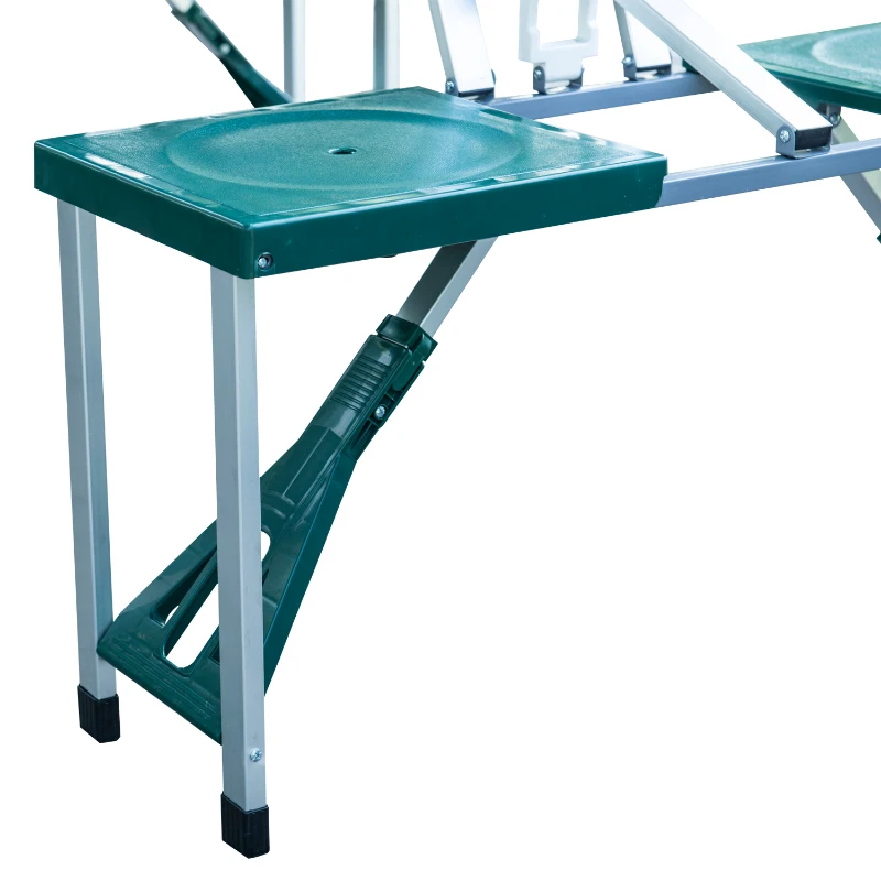 Outsunny Masa pentru Picnic cu 4 Scaune Pliabile tip Valiza in Aluminiu, Verde, 84.5x39x10cm