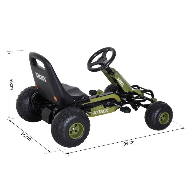 Homcom Go-Kart per Bambini a Pedali, Verde e Nero