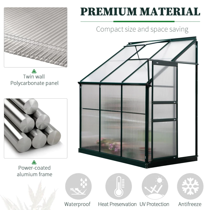 Outsunny Sera de Gradina din Policarbonat cu Fereastra si Usa glisanta