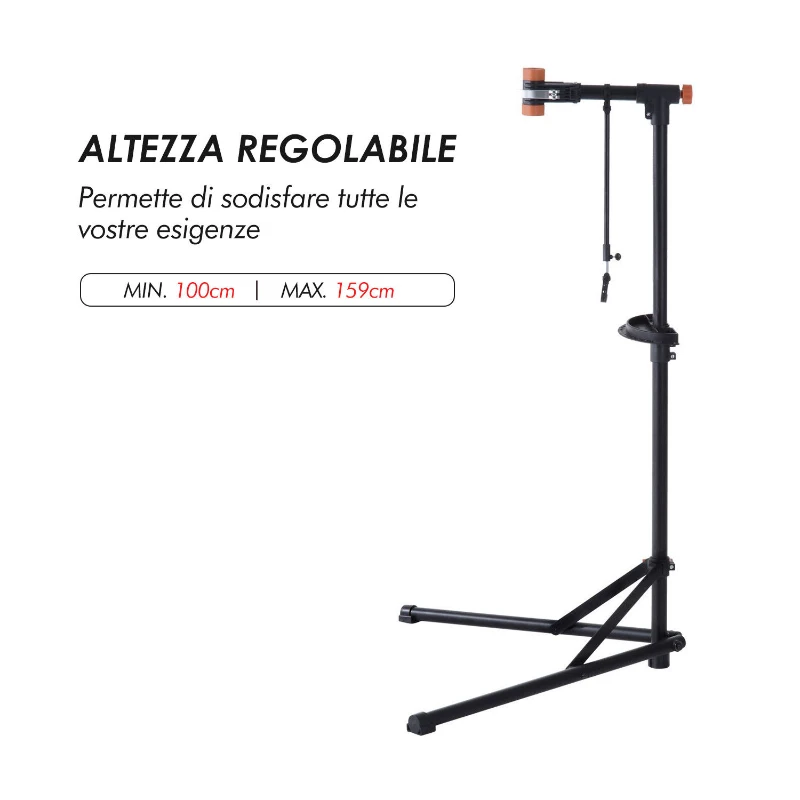 HomCom Suport reparație biciclete, din Fier și PP, 85x59x100-159cm